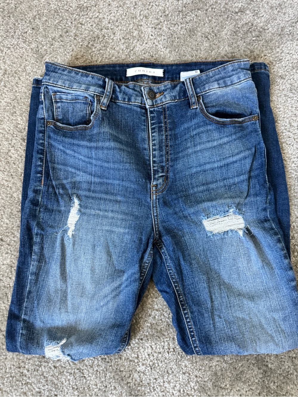 eunina Men’s Slim Straight Distressed Blue Jeans